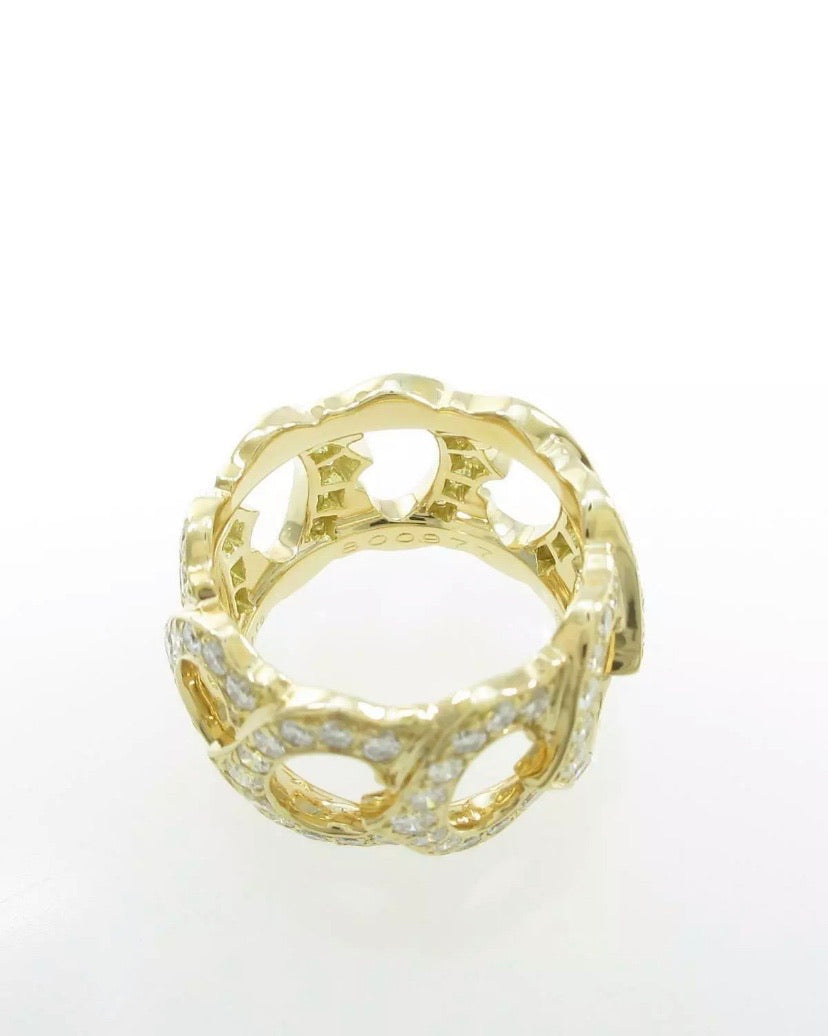Cartier C de Cartier Full Paved Diamond 18KT Yellow Gold Ring #50