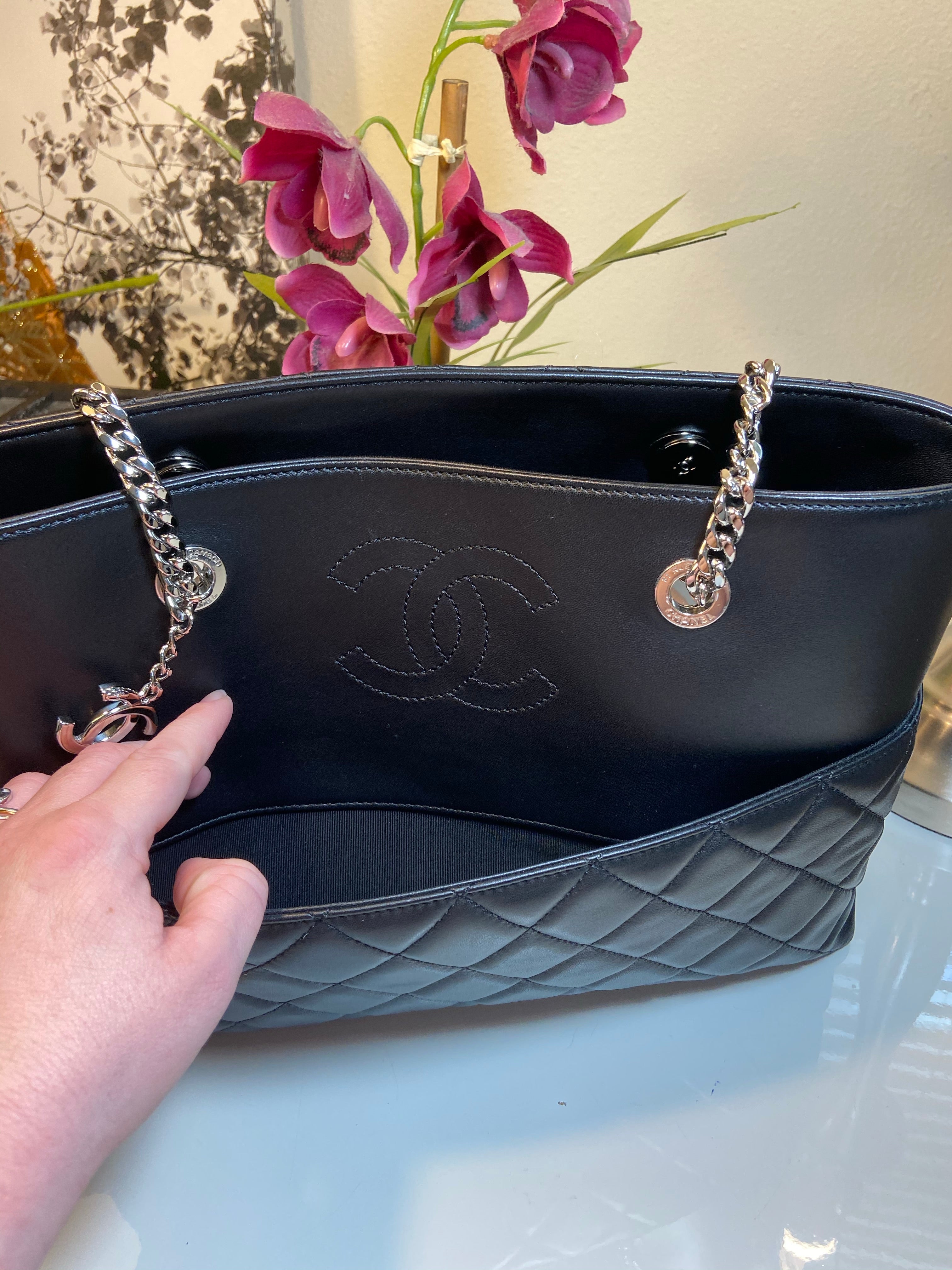 CHANEL Timeless Shopper Tote Black Lambskin Matelasse Handbag