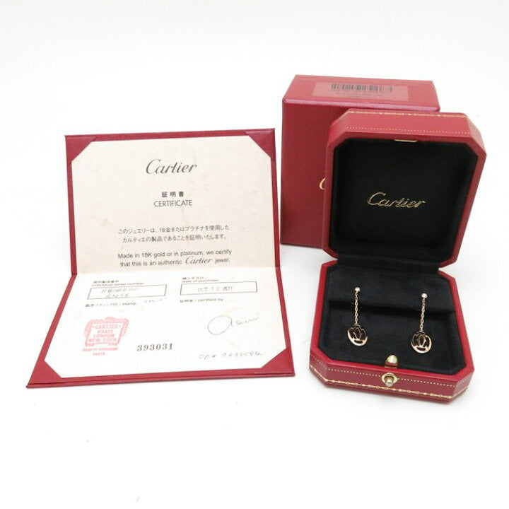 Cartier Double C de Cartier Logo Diamond Rose Gold Dangle Earrings