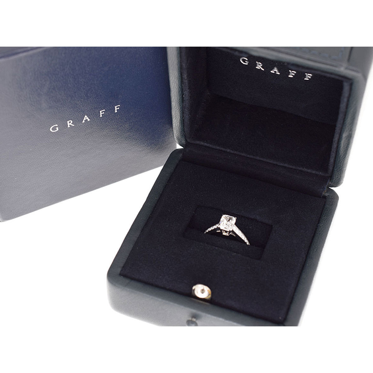 Graff 1.00ct Emerald Princess Diamond PT950 Wedding/ Engagement Ring