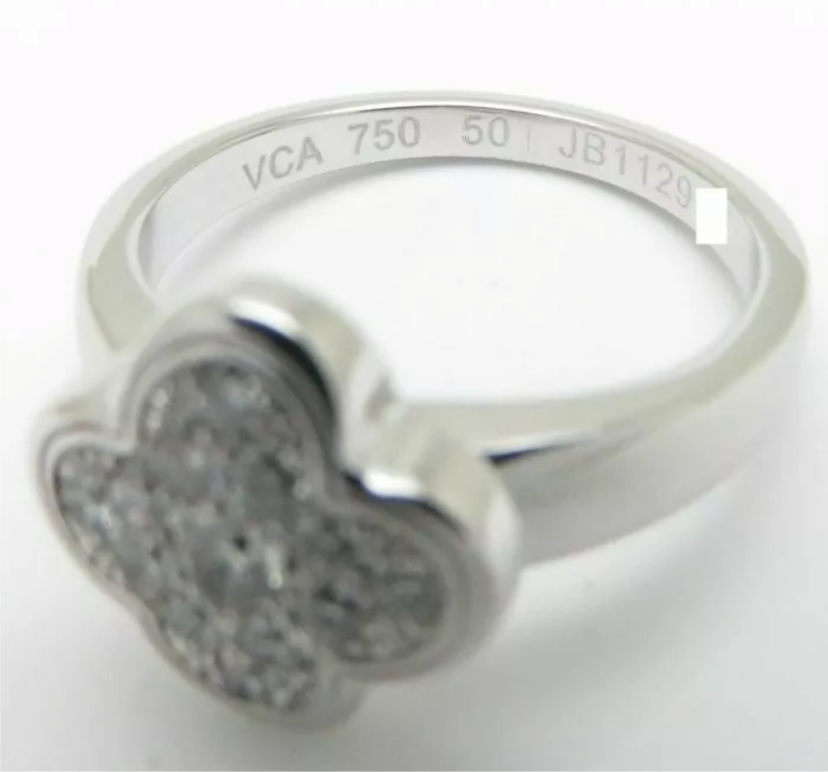 Van Cleef & Arpels Pure Alhambra Diamond Gold Ring #50/ US 5