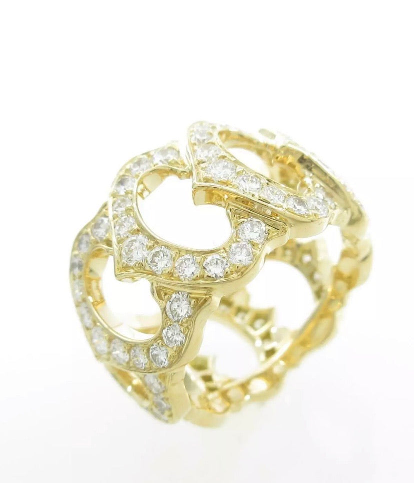 Cartier C de Cartier Full Paved Diamond 18KT Yellow Gold Ring #50