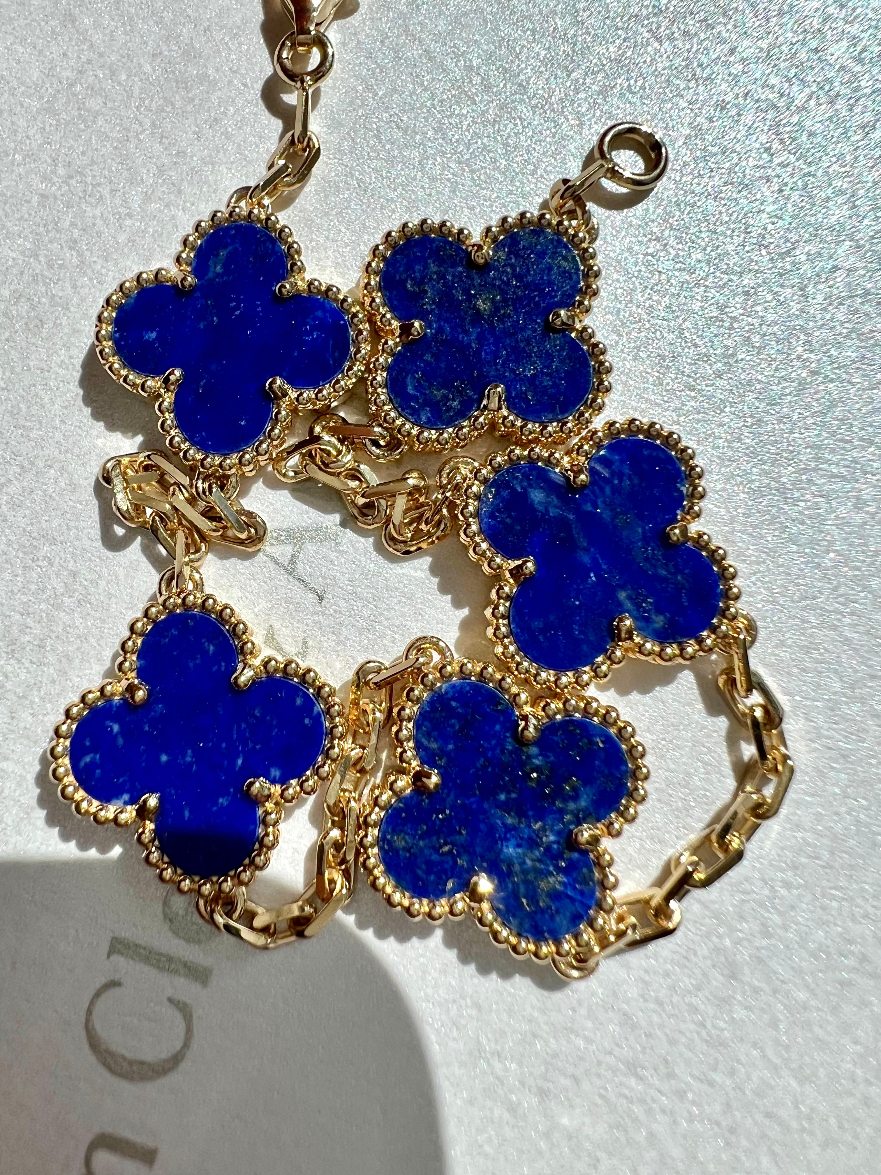 Rare Van Cleef & Arpels Lapis Lazuli Vintage Alhambra Bracelet