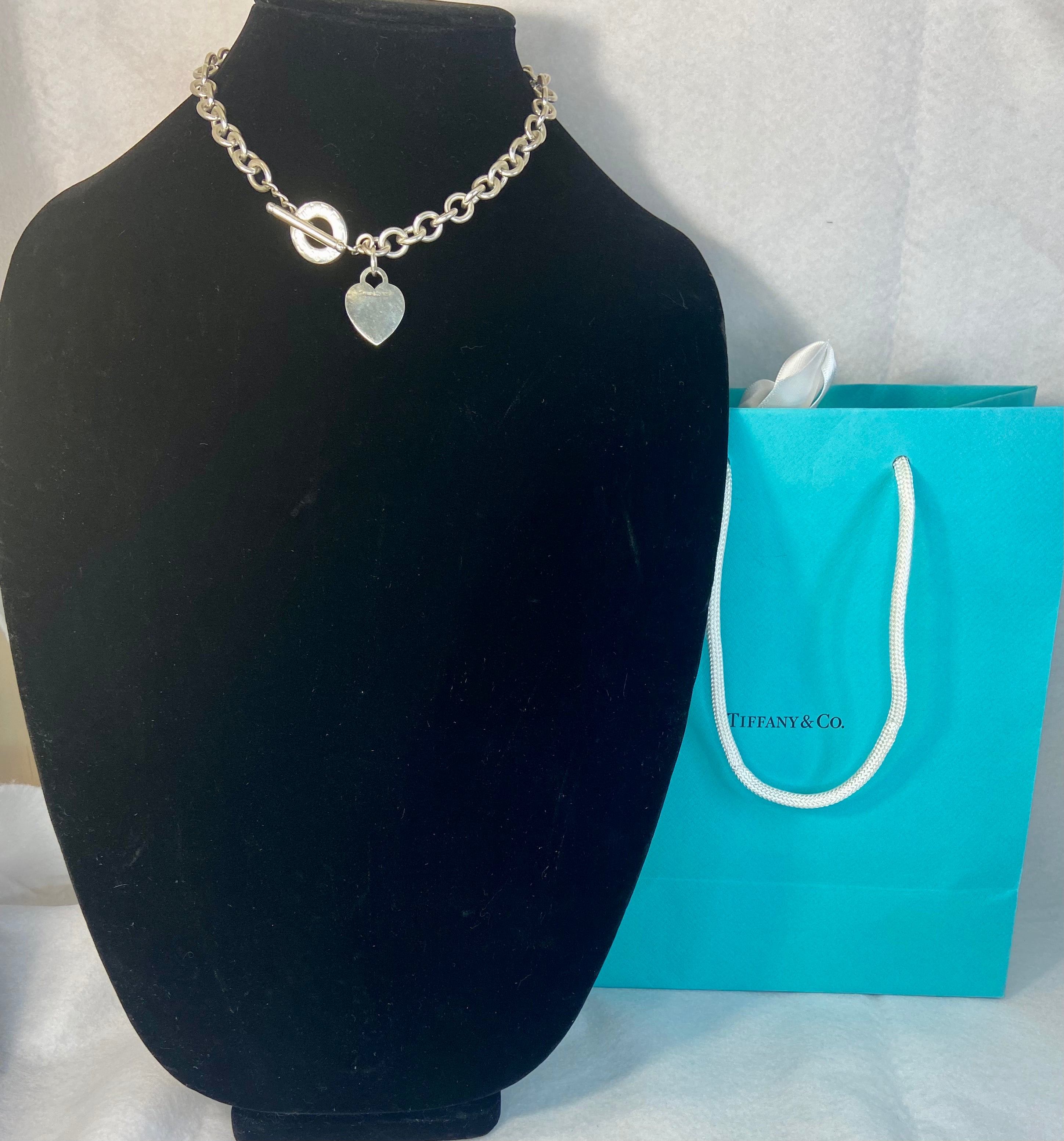Tiffany & Co. Heart Tag 925 Sterling Silver Toggle Necklace