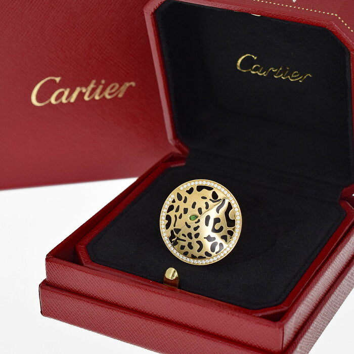 Cartier De Panthere Diamond Emerald 18KT Yellow Gold Ring #49/ US 5