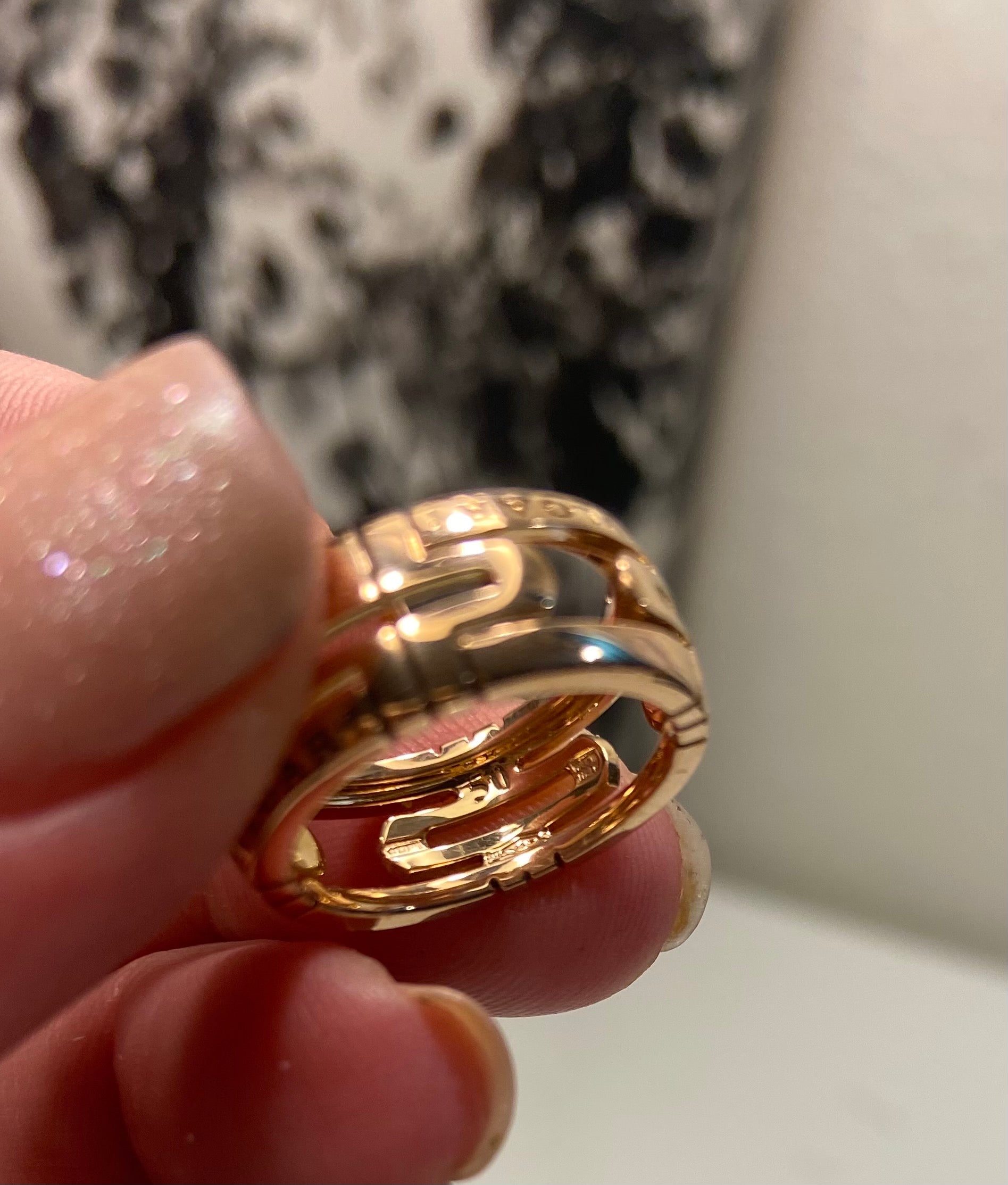 Bvlgari 18KT Rose Gold Parentesi Ring Size #50/ US 5