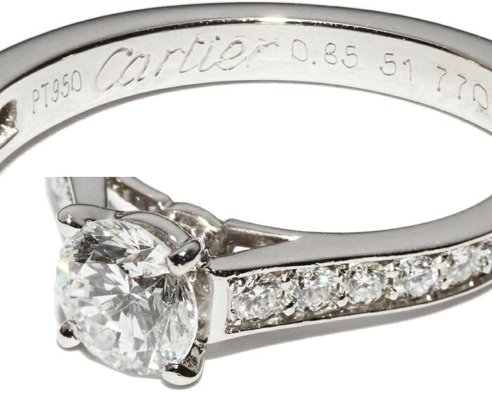 Cartier PT950 0.85ct Diamond Engagement Wedding Ring VVS2