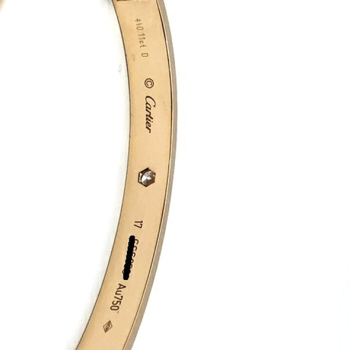 Cartier 4 Diamond Rose Gold Love Bracelet Size 17