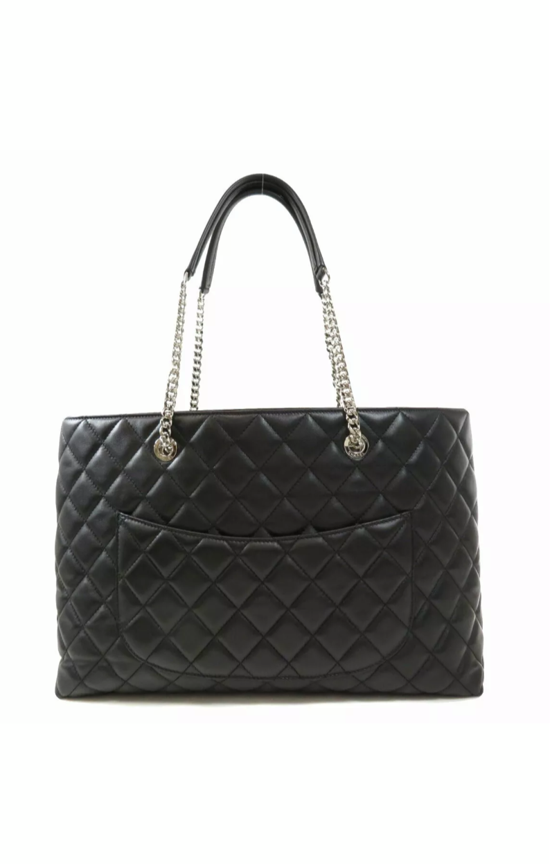 CHANEL Timeless CC Black Lambskin Tote Shoulder Handbag