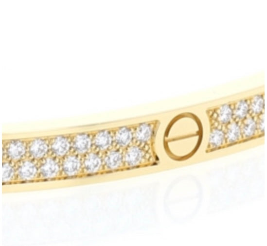 Cartier Diamond-Paved Love Bracelet, Small Model, Size 17, W/ Certificate