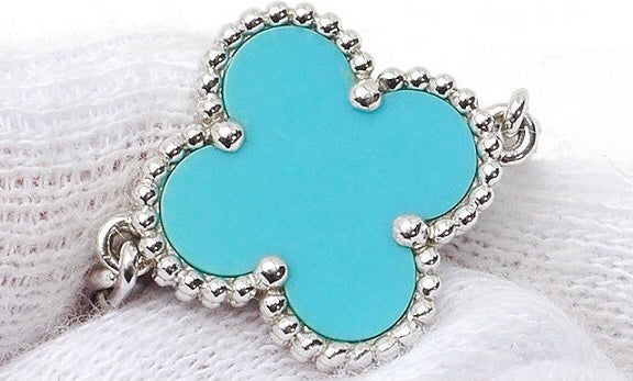 Van Cleef & Arpels Vintage Alhambra Turquoise 18KT White Gold Bracelet
