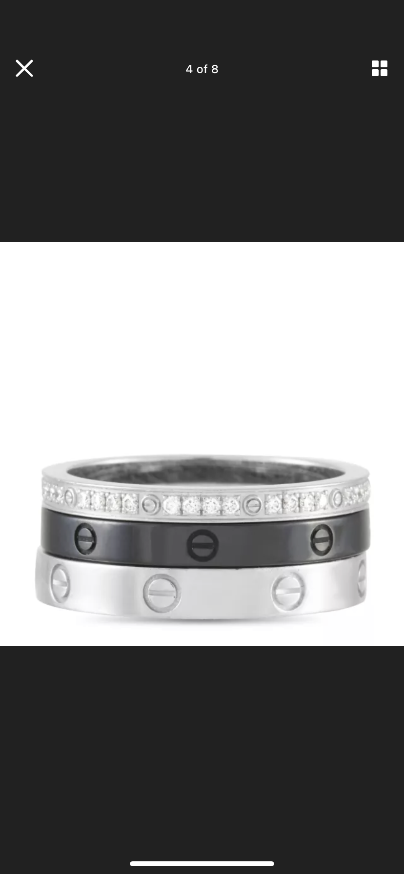 Cartier Three Love Ring Diamond, Black Ceramic Set Sz 51