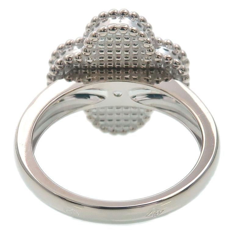 Van Cleef & Arpels Diamond Mother of Pearl Alhambra Ring Size 51/ US 5.5