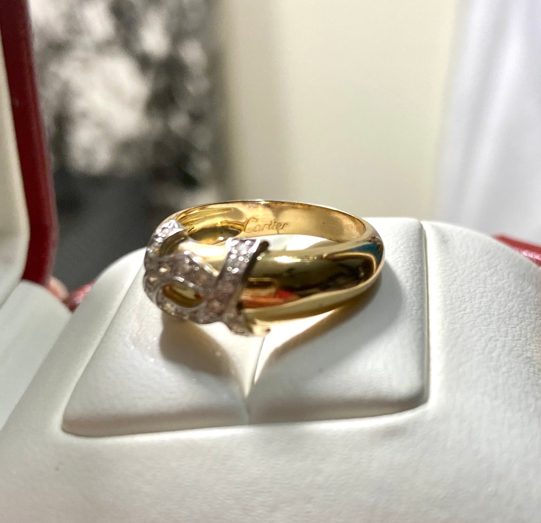 Vintage RARE Cartier 2C de Cartier Logo 18KT Ring Sz 6