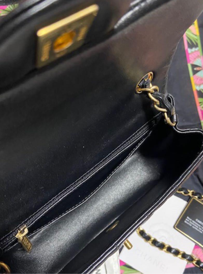 CHANEL Black Lambskin Lucky Charm Embellished Classic Flap Bag