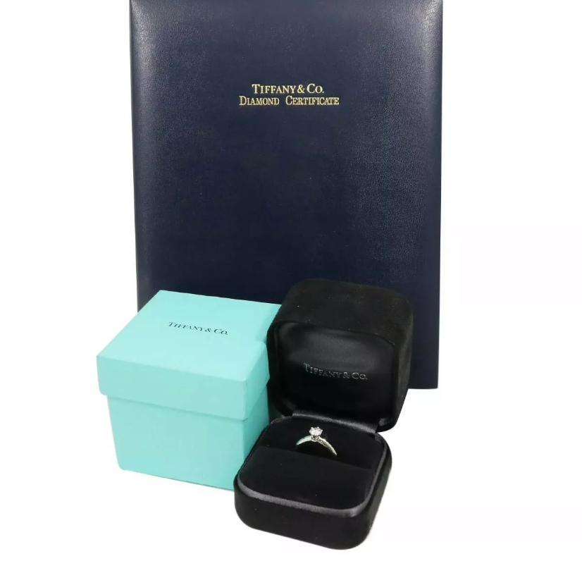 Tiffany & Co. .50ct Diamond Solitaire Wedding/ Engagement PT950 Ring Sz 6