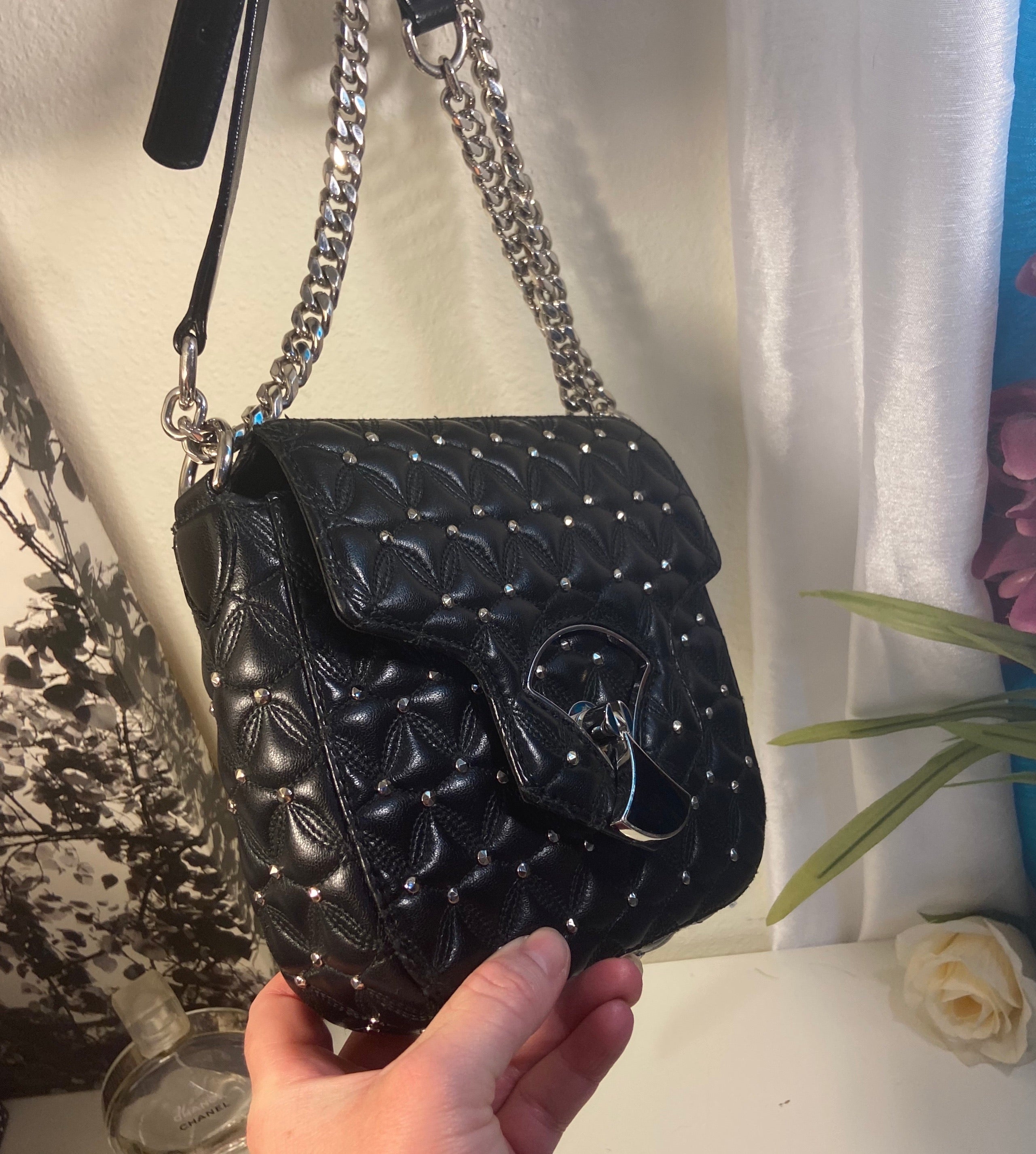 Bvlgari Diva’s Dream Black Quilted w/ Studs Crossbody Handbag