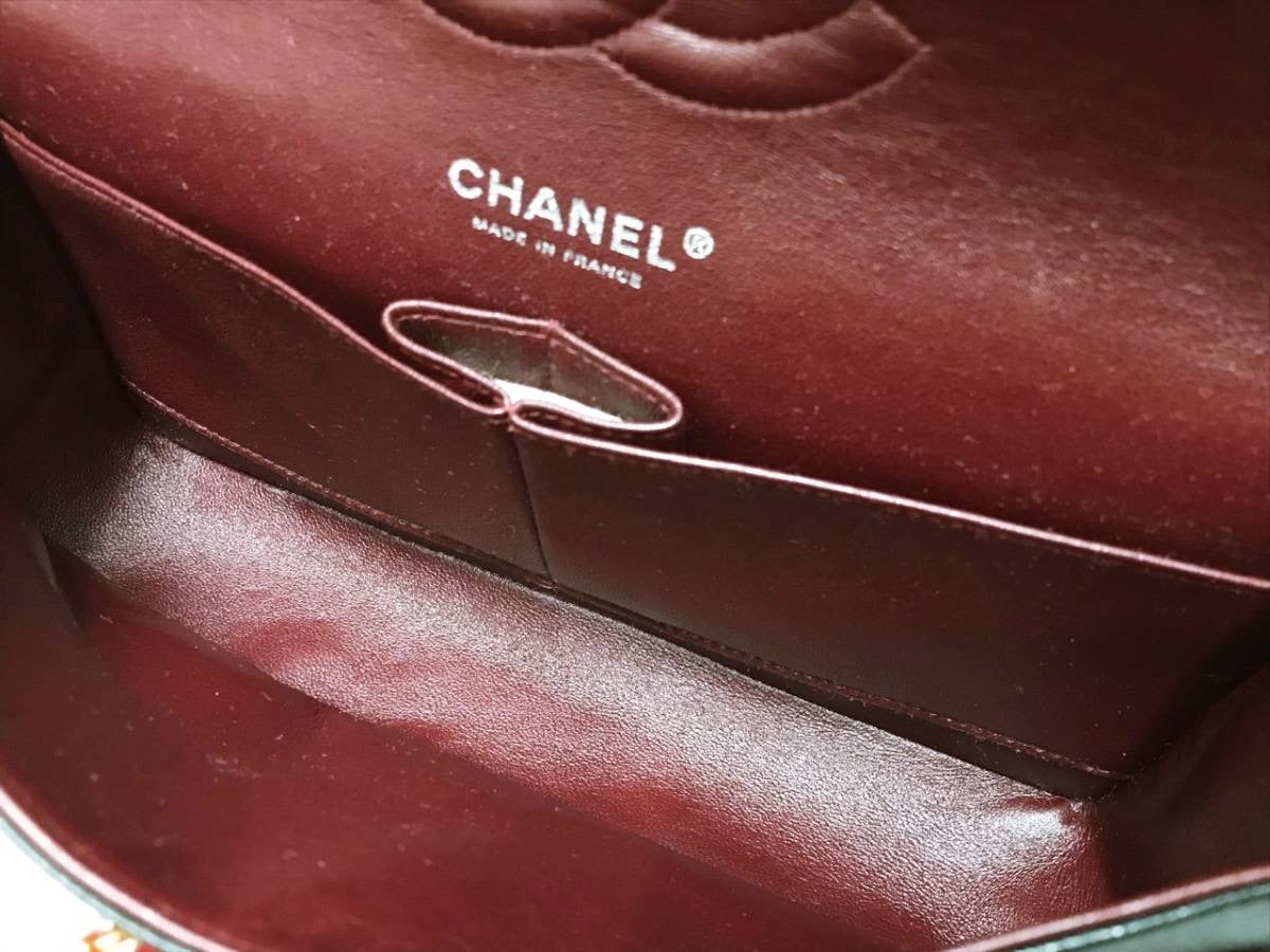 CHANEL CC Black Lambskin Double Flap Silver Hrdware Quilted Handbag