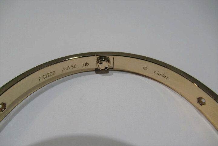 Cartier 4 Diamond 18KT Rose Gold Love Bracelet, Size 19 W/ Cert
