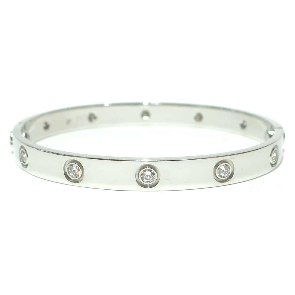 Cartier 10 Diamond 18KT White Gold Love Bracelet, Size 17 w/ Certificate