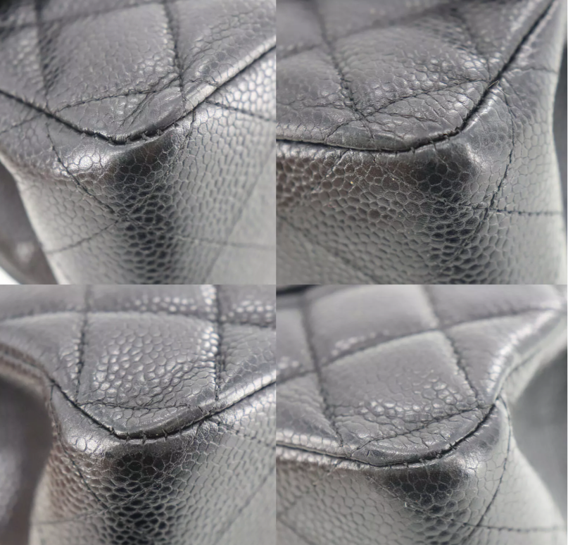 CHANEL Black Caviar Leather Silver Hardware 25 Double Flap Handbag