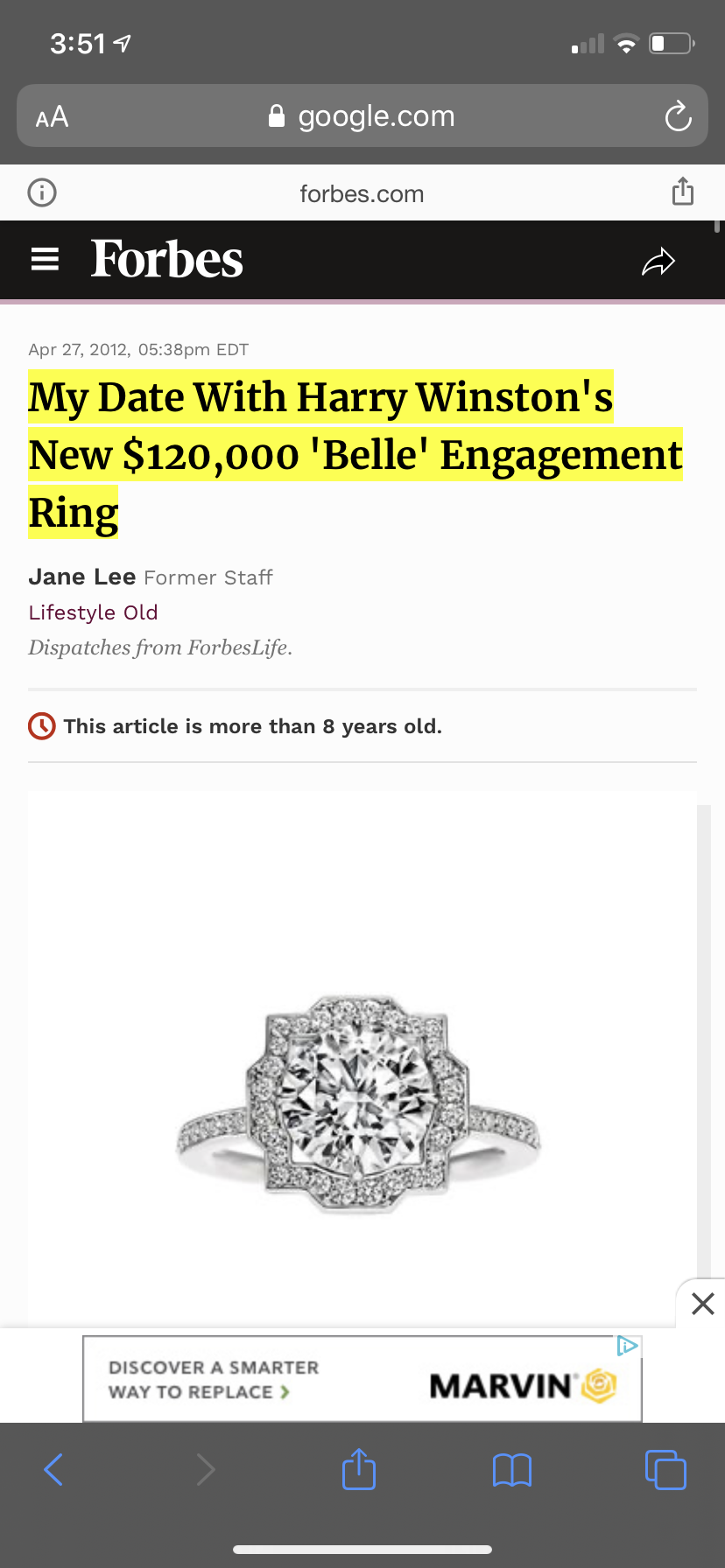 Harry Winston Belle Collection 2.21 tcw Diamond Engagement / Wedding Ring