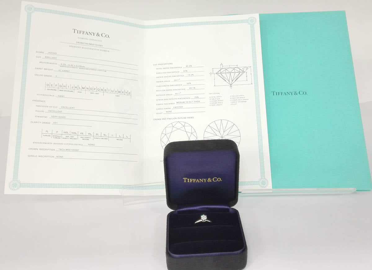 Tiffany & Co. Diamond .57ct Solitaire Platinum Pt950 Engagement/ Wedding Ring Size 5
