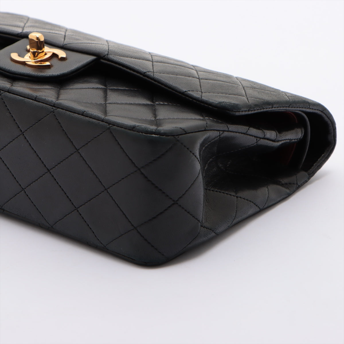 CHANEL Black Lambskin 25 Double Flap Handbag