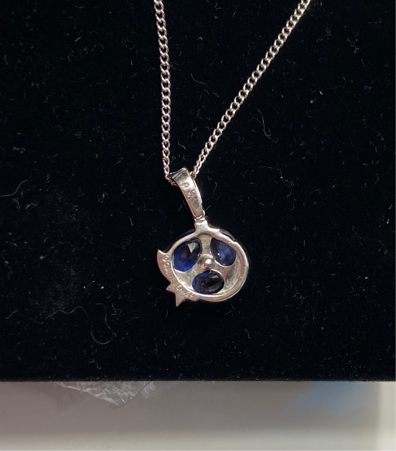 CHANEL Comete Diamond Sapphire 18KT White Good Pendant Necklace