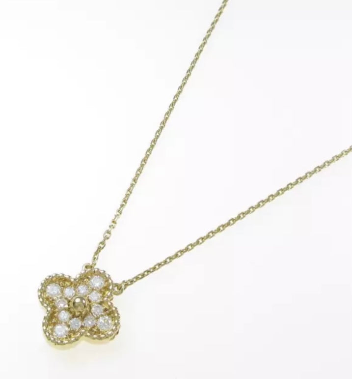 Van Cleef & Arpels Diamond Vintage Alhambra Yellow Gold Necklace