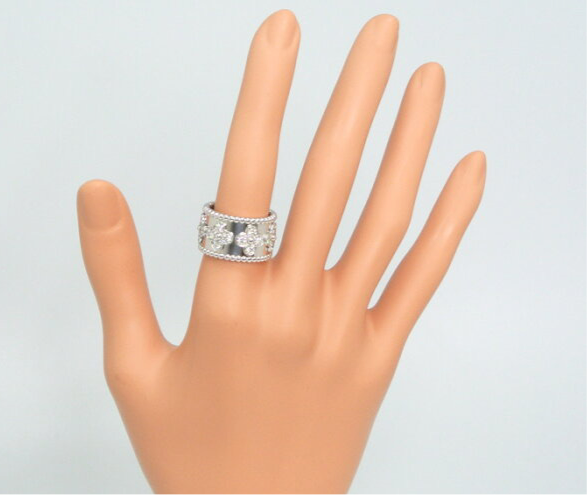 Van Cleef & Arpels Perlee Diamond Clover Alhambra Ring #52/ US6