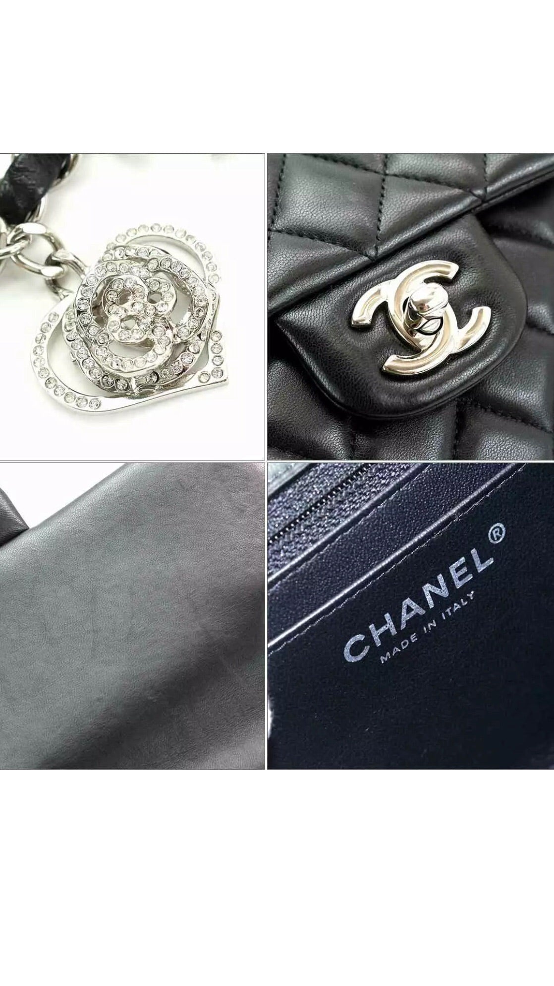 CHANEL CC Embellishments Double Flap Black Caviar Handbag