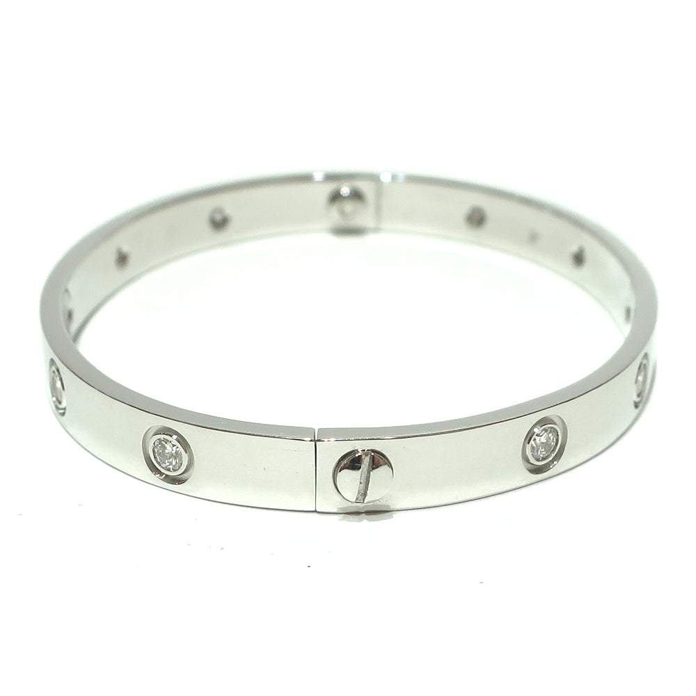 Cartier 10 Diamond 18KT White Gold Love Bracelet, Size 17 w/ Certificate