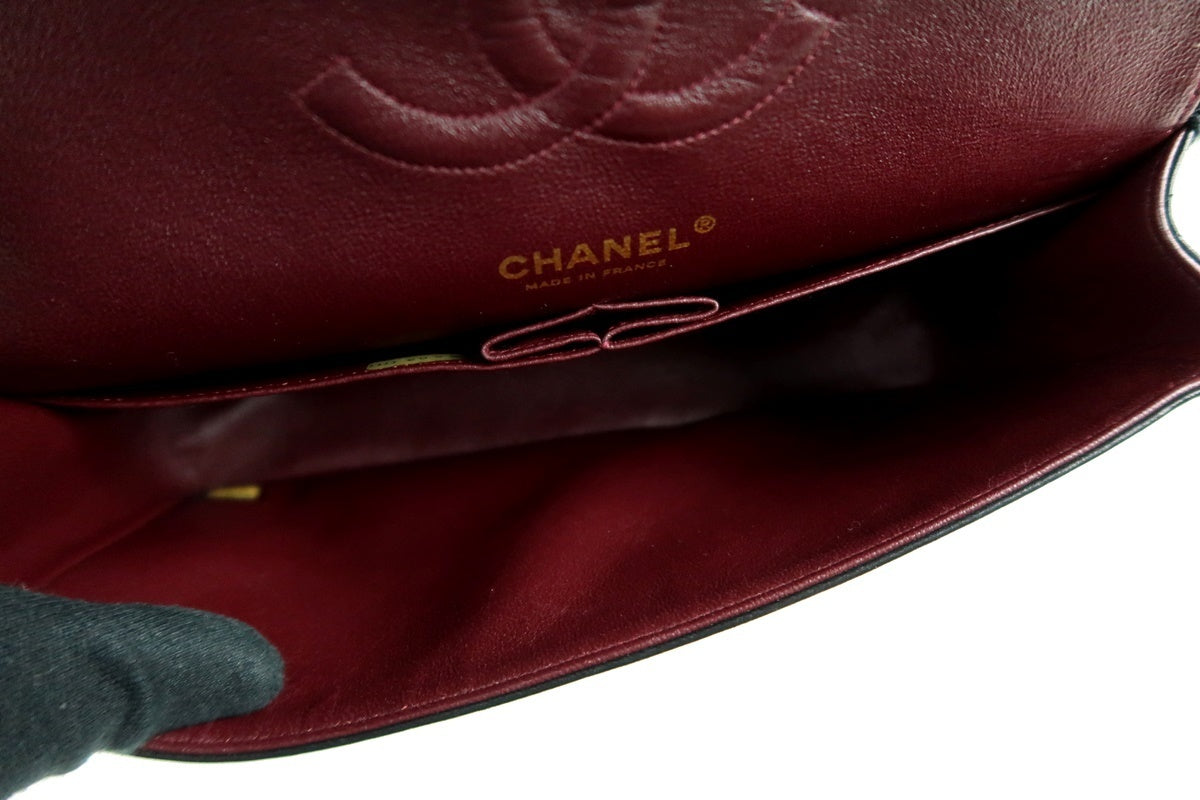 CHANEL Black Lambskin Medium GHW Double Flap Bag