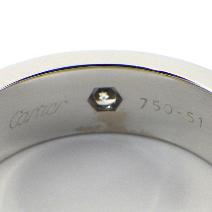 Cartier 6P Full Diamond 18KT White Gold Love Ring #51/ US 5.5