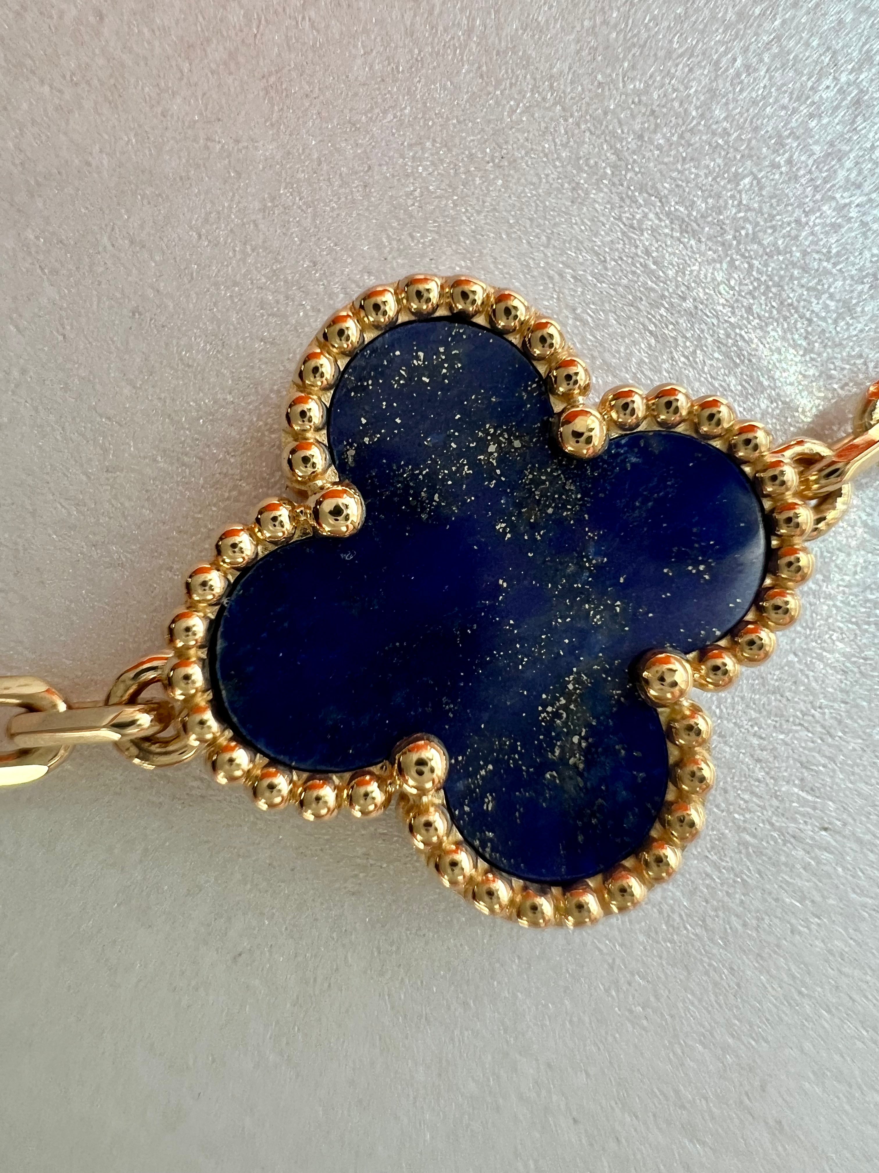 Rare Van Cleef & Arpels Lapis Lazuli Vintage Alhambra Bracelet