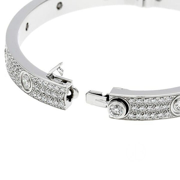 Cartier Full Diamond-Paved 18KT White Gold Love Bracelet Size 17
