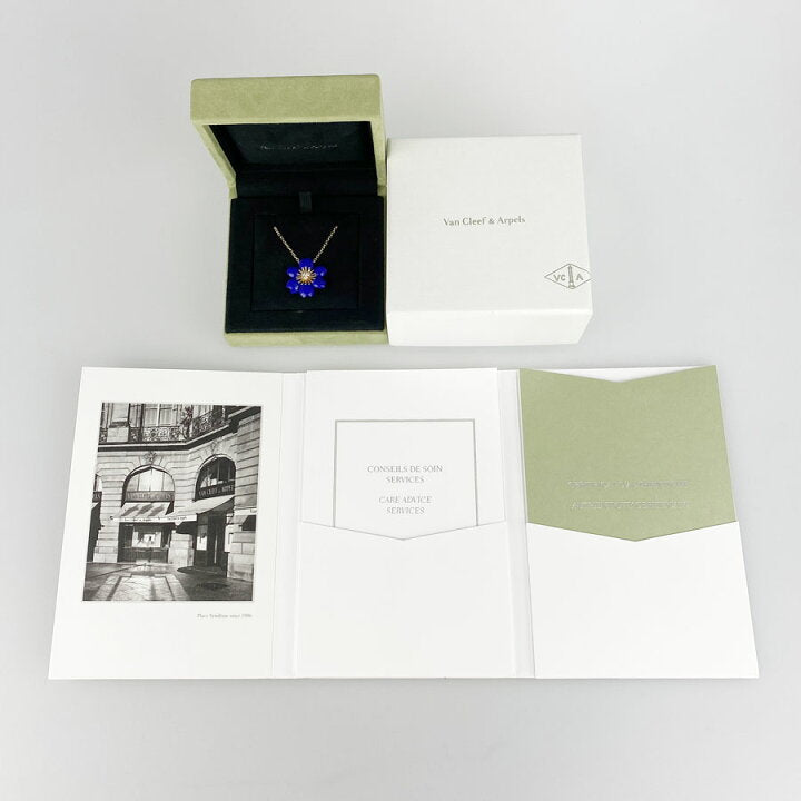 Van Cleef & Arpels Diamond Lapis Lazuli Rose de Noel Yellow Gold Pendant Necklace