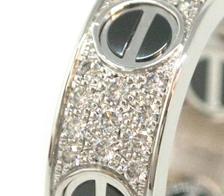 Cartier Diamond Ceramic White Gold Love Ring Size #50/ 5