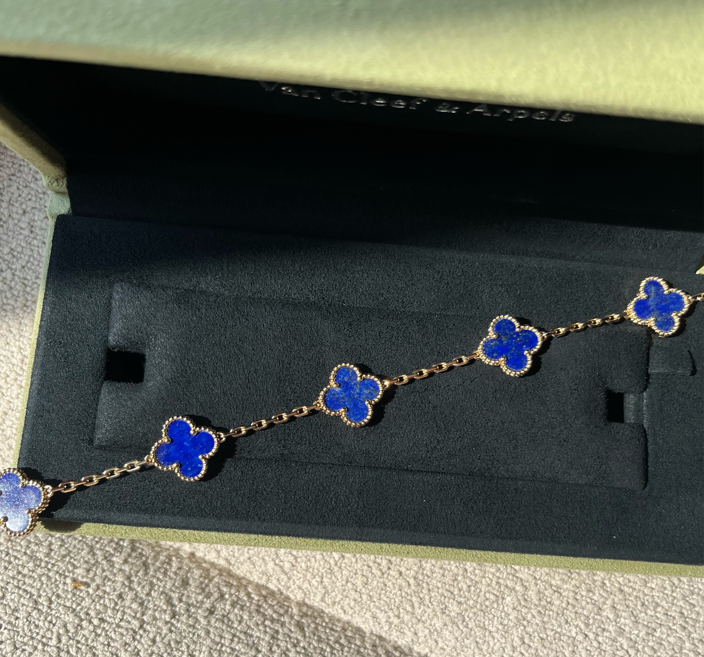 Rare Van Cleef & Arpels Lapis Lazuli Vintage Alhambra Bracelet