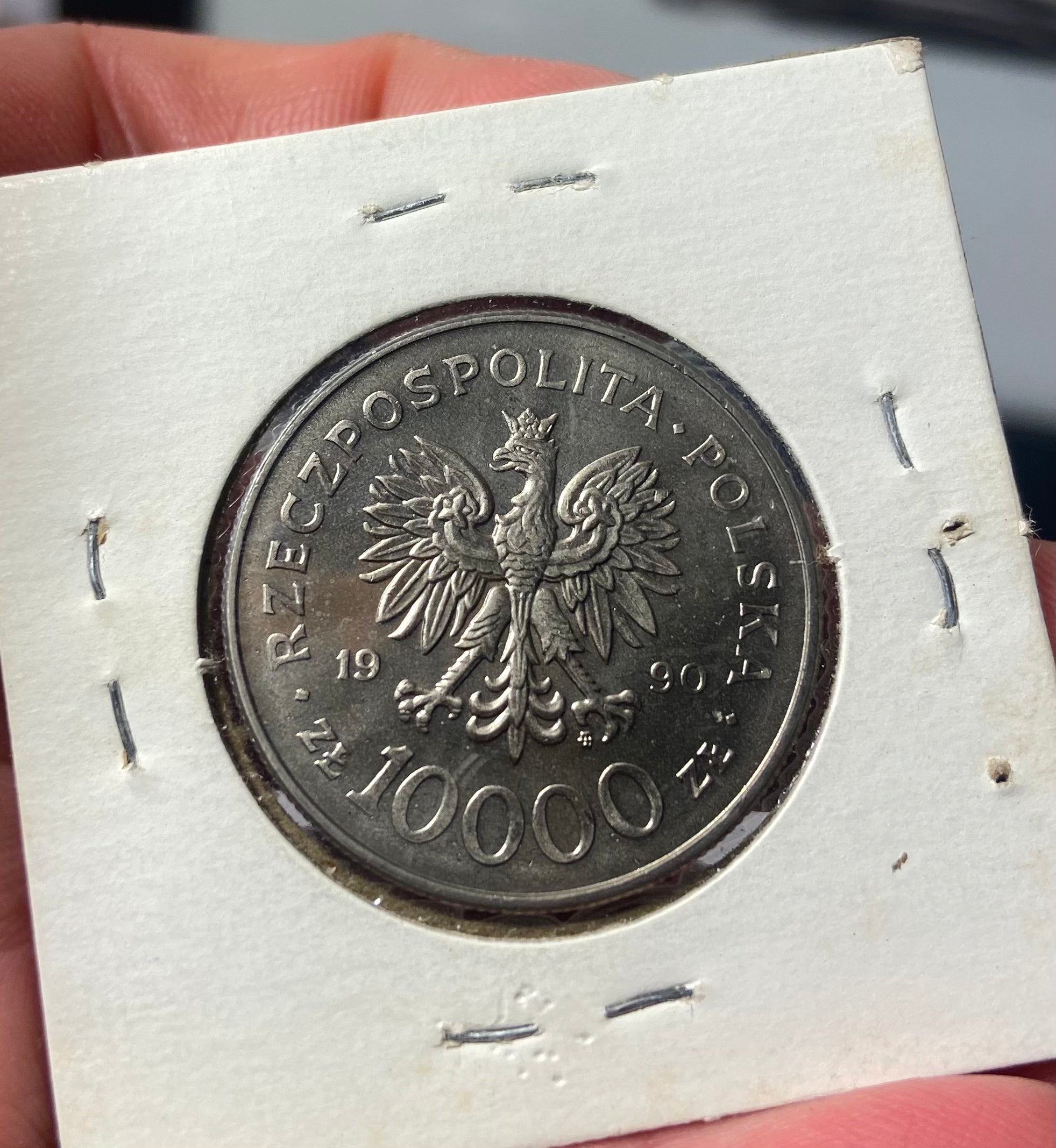 1990 Polish Solidarity Silver Coin 10,000 Zlotych