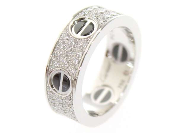 Cartier Diamond Paved Ceramic 18KT Gold Love Ring #51