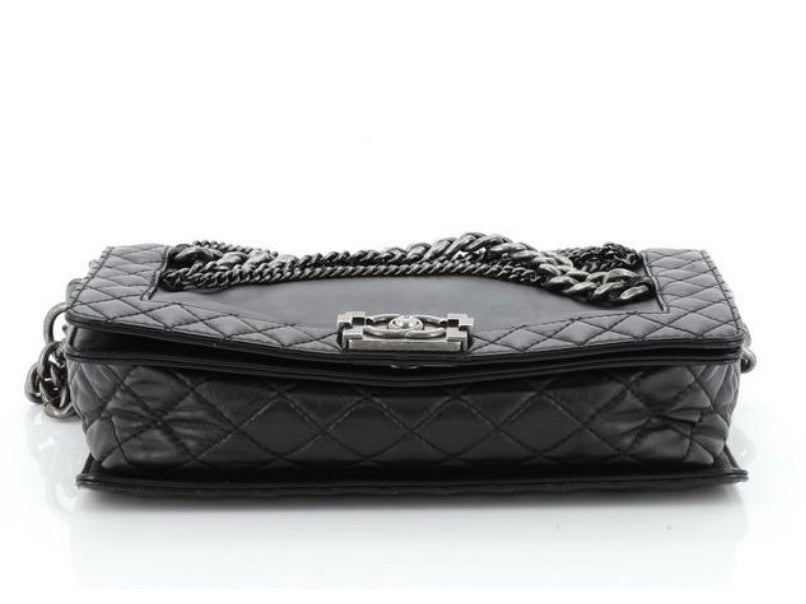 CHANEL Le Boy Chained Back Lambskin Handbag