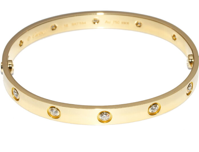 Cartier 10P Full Diamond 18KT Yellow Gold Love Bracelet #18