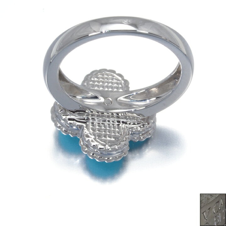 Van Cleef & Arpels VCA Diamond Turquoise Alhambra Ring Size 50/ 5
