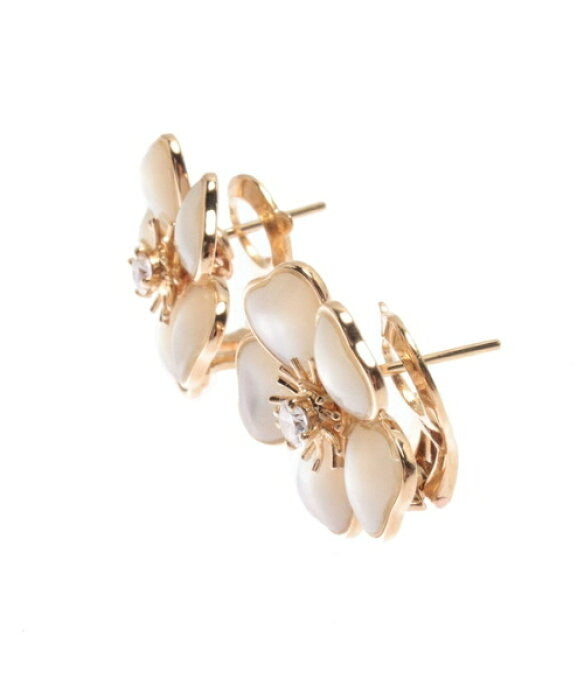 Van Cleef & Arpels Mini Nerval Diamond Mother of Pearl Earrings