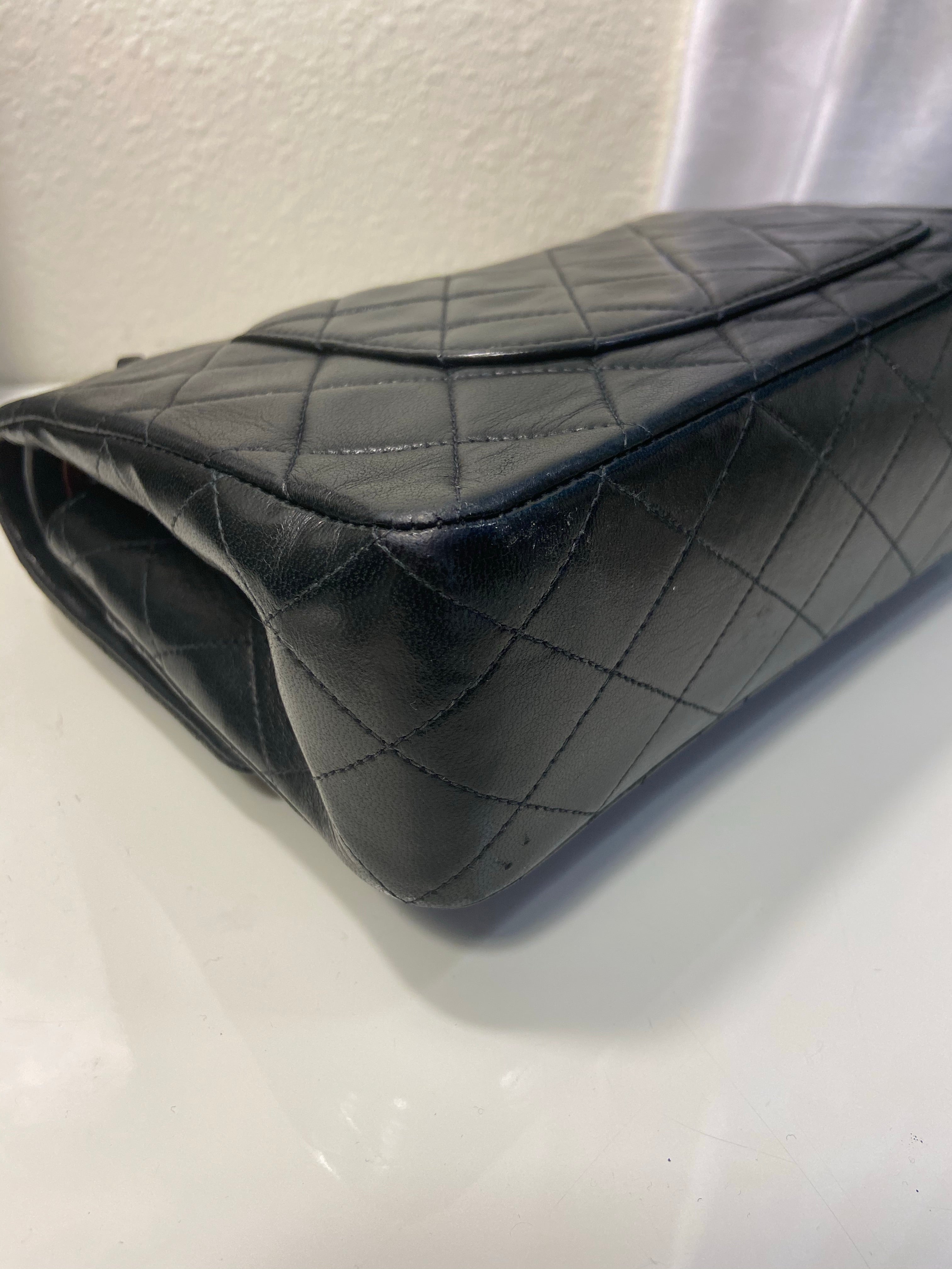 Sale! CHANEL Black Double Flap Lambskin Leather 25 Shoulder Bag