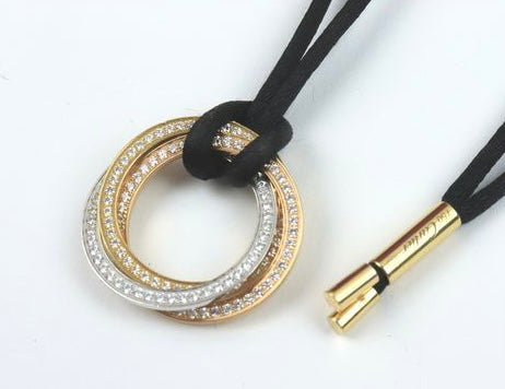 Cartier Trinity Diamond 18KT Tri-Gold Necklace Chain & Pendant