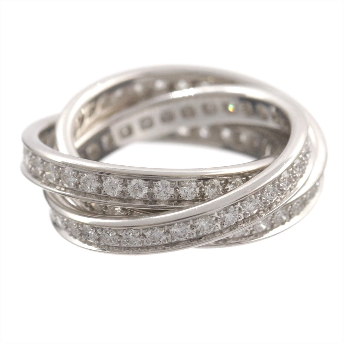 Cartier Diamond Trinity Rolling 18KT White Gold Ring Size #55/ US 7