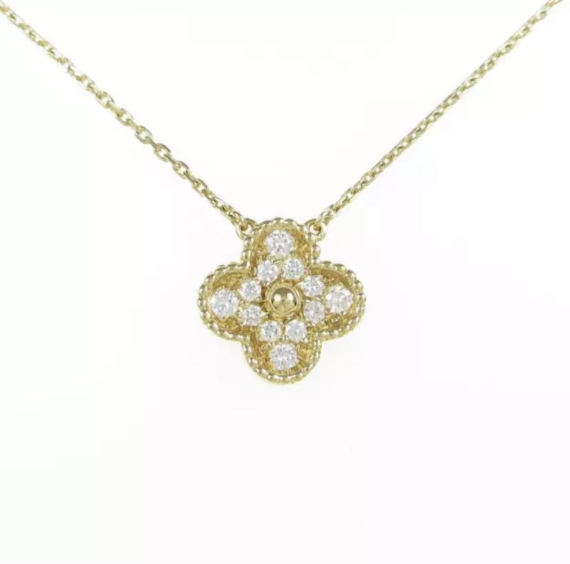 Van Cleef & Arpels Diamond Vintage Alhambra Yellow Gold Necklace
